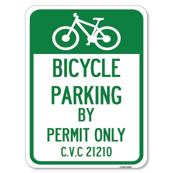 Bicycle Parking by Permit Only C.V.S. 21210 With Bicycle Graphic Parking, A-1824-24322
